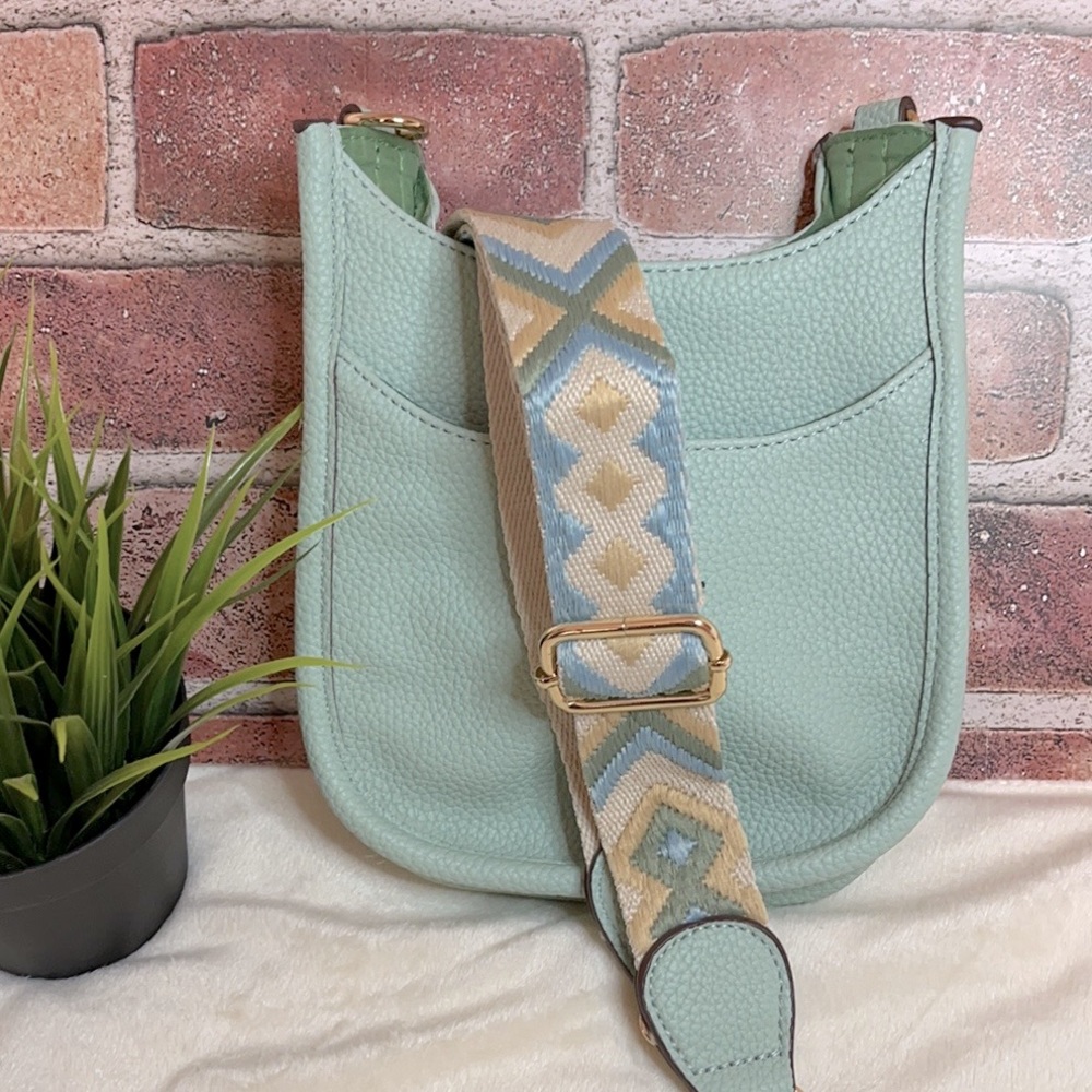 Small Crossbody Bag Detachable Strap Mint Green